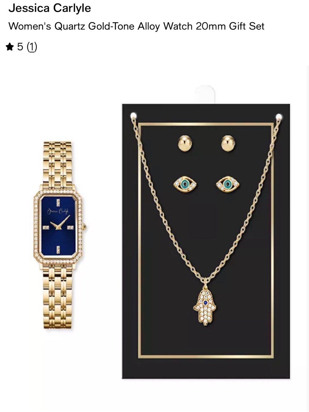 Jessica Carlyle Gold Watch Necklace Earring Set NIB HTF